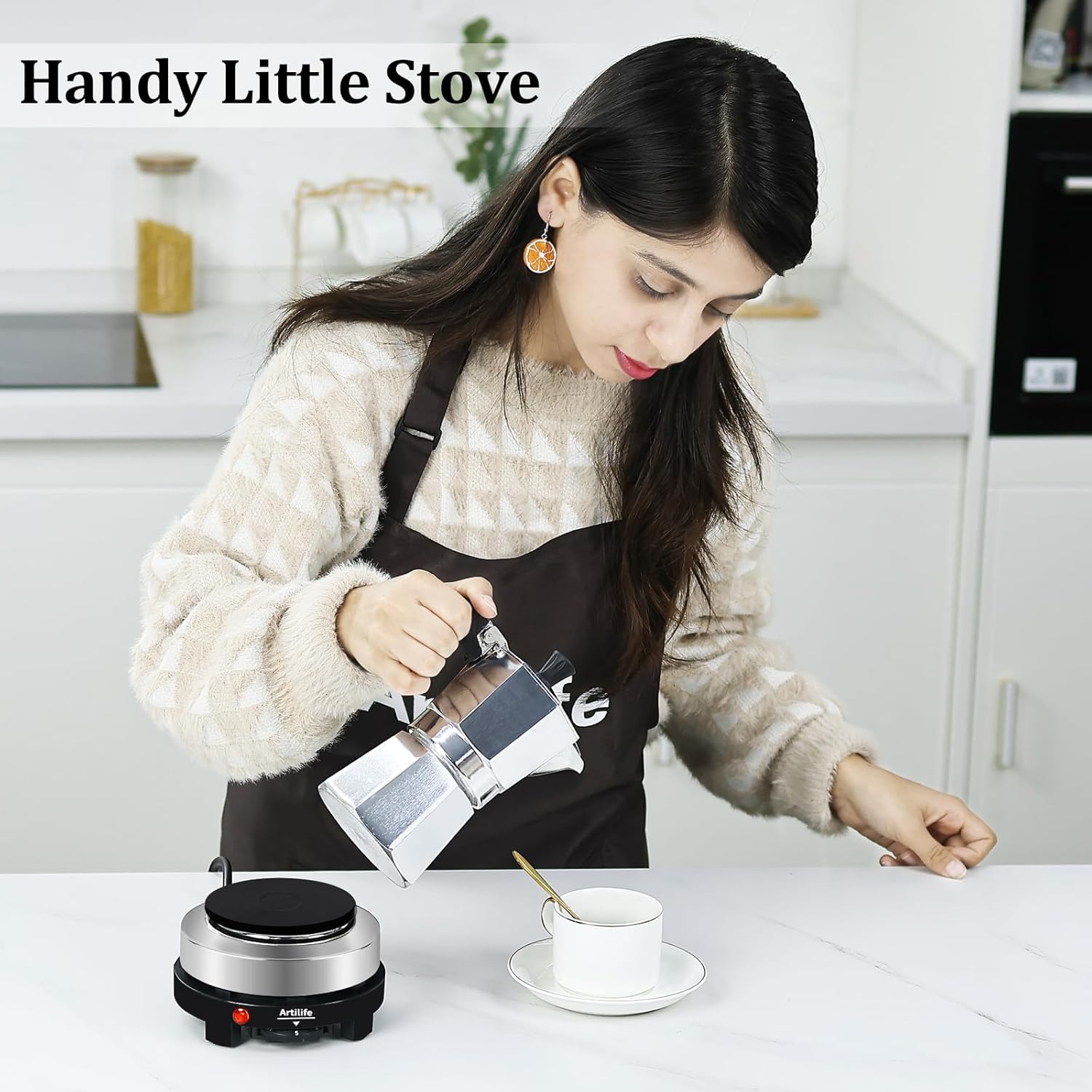 Artilife 500W Small Hot Plate Mini Hot Plate,Artilife 500w Small Electric Hot Plate,Mini Stove Portable Stove Kitchen Cooktop Electric Heater,Perfect Size for Moka Pot 110V - Image 5