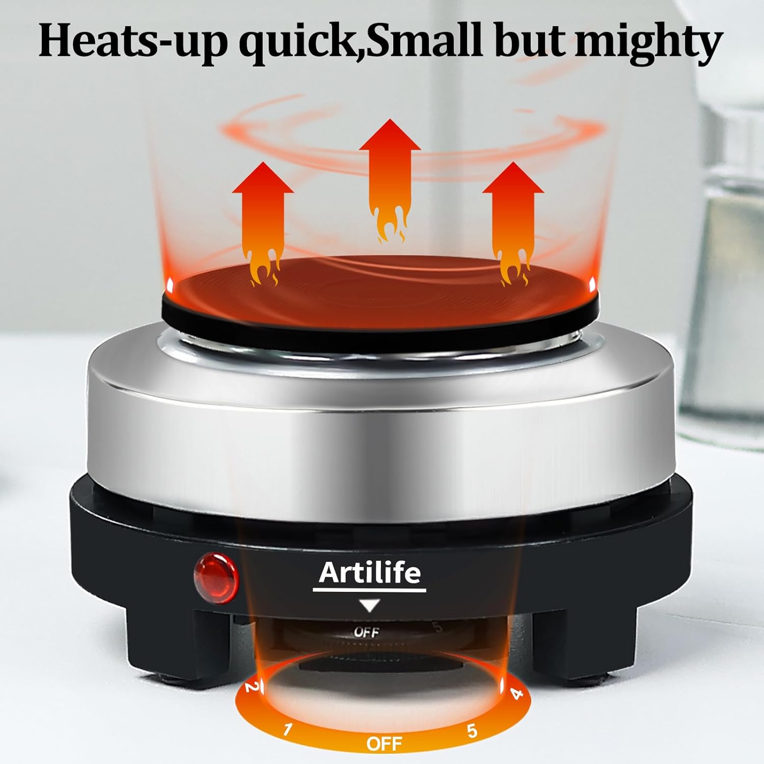 Artilife 500W Small Hot Plate Mini Hot Plate,Artilife 500w Small Electric Hot Plate,Mini Stove Portable Stove Kitchen Cooktop Electric Heater,Perfect Size for Moka Pot 110V - Image 6