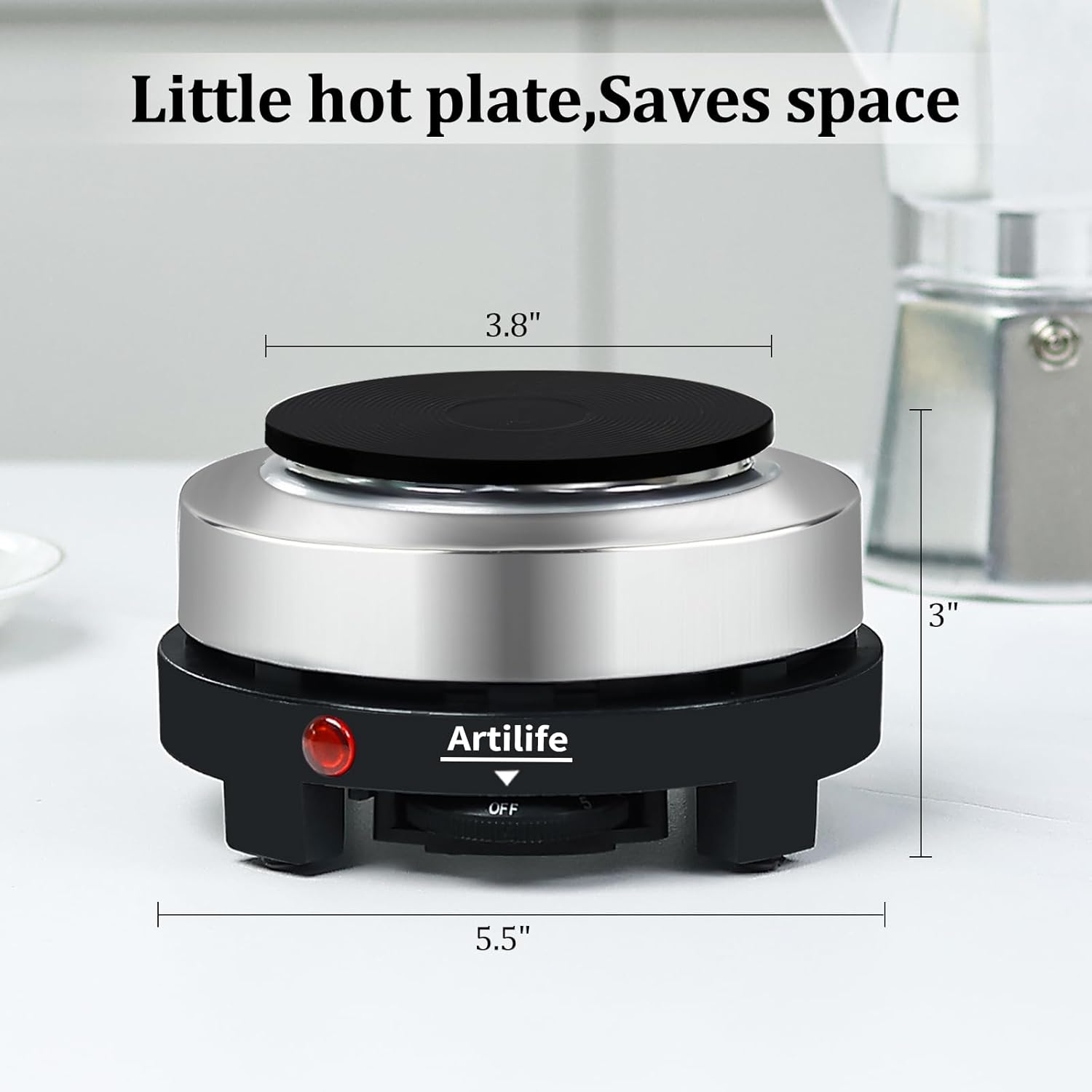 Artilife 500W Small Hot Plate Mini Hot Plate,Artilife 500w Small Electric Hot Plate,Mini Stove Portable Stove Kitchen Cooktop Electric Heater,Perfect Size for Moka Pot 110V - Image 7