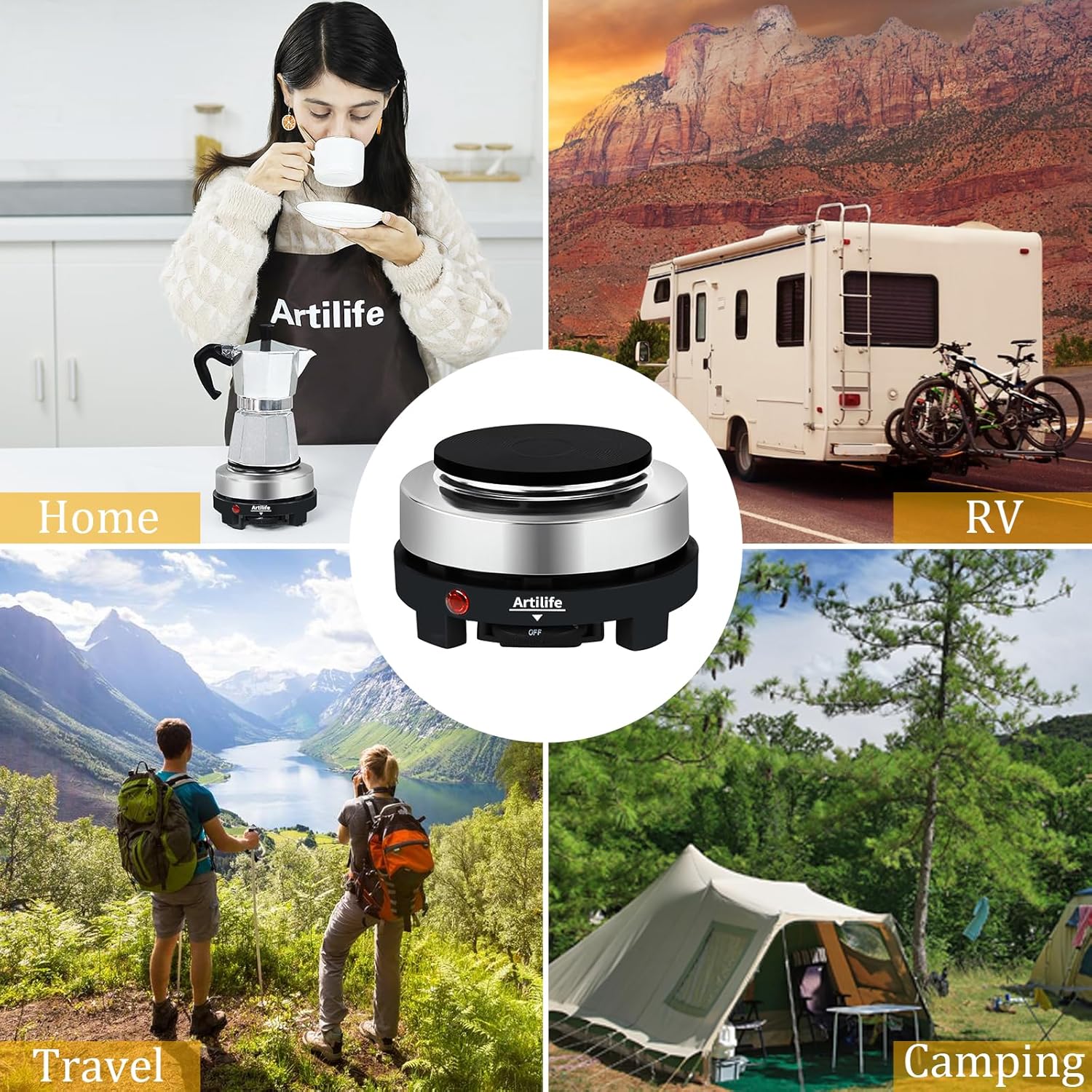 Artilife 500W Small Hot Plate Mini Hot Plate,Artilife 500w Small Electric Hot Plate,Mini Stove Portable Stove Kitchen Cooktop Electric Heater,Perfect Size for Moka Pot 110V - Image 9