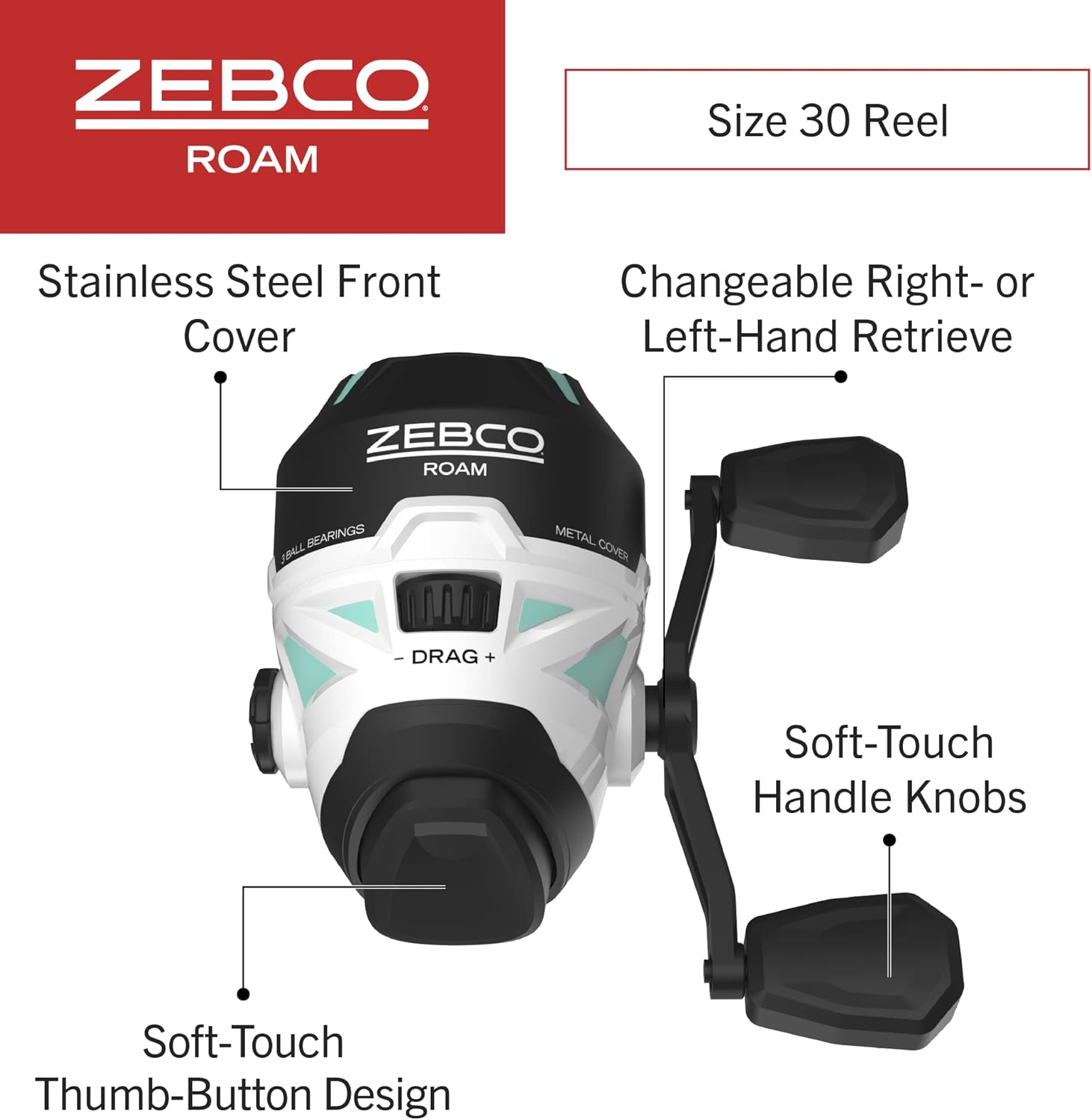 Zebco Roam Telescopic Fishing Rod and Spinning or Spincast Fishing Reel Combo, Durable 6-Foot Fiberglass Rod with ComfortGrip Handle, Pre-spooled with Zebco Cajun Fishing Line - Image 3